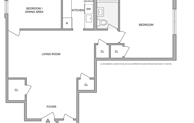 2 beds, 1 bath, $3,995, Unit 5W