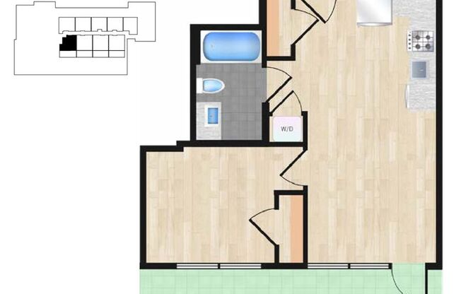 1 bed, 1 bath, $5,000, Unit 509