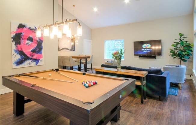 Issaquah WA Apartments - Lakemont Orchard - Game Room with a Billiards Table