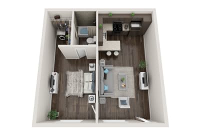 a1 floor plan studio with bedroom and living room