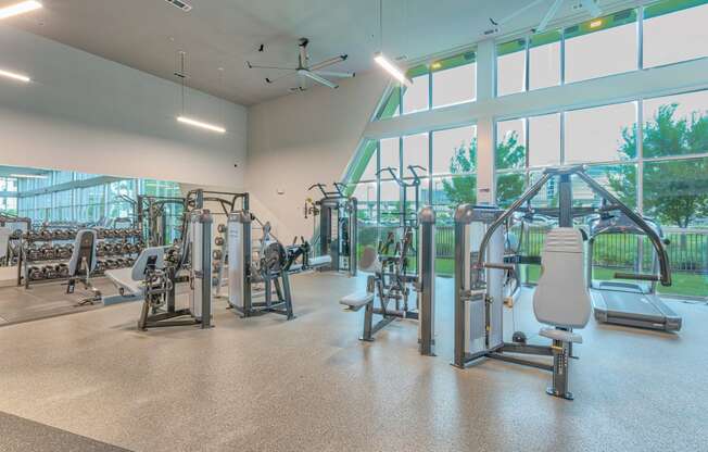 Cardio and strength training equipment at Metro West, 8055 Windrose Ave, Plano