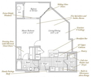 1 bed, 1 bath, 779 sqft, $2,494