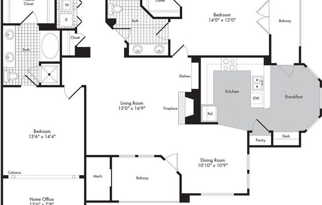 2 beds, 2 baths, 1,488 sqft, $2,478