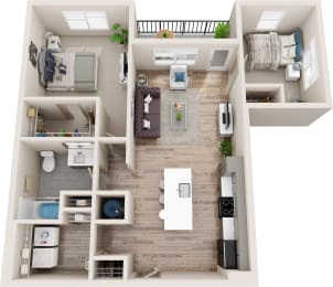 2 beds, 1 bath, 968 sqft, $1,808