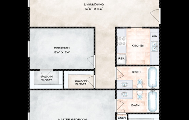 2 beds, 2 baths, 1,000 sqft, $1,540