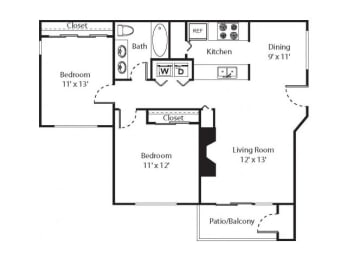 2 beds, 1 bath, 880 sqft, $1,667