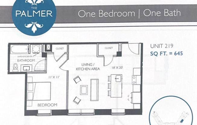 1 bed, 1 bath, 642 sqft, $1,749, Unit 219