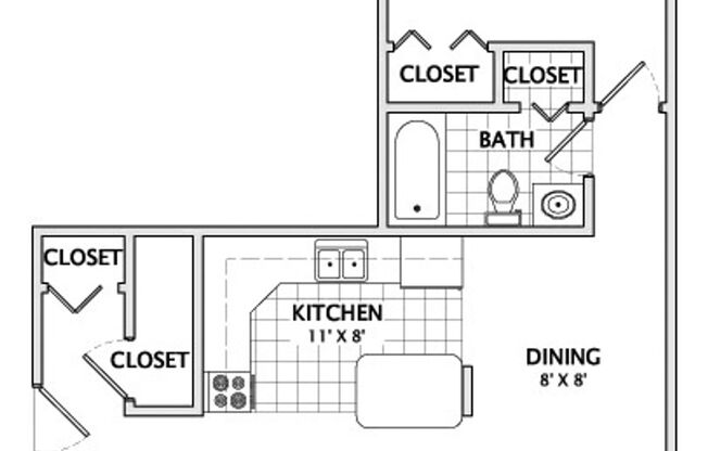 1 bed, 1 bath, 758 sqft, $1,105, Unit K-07
