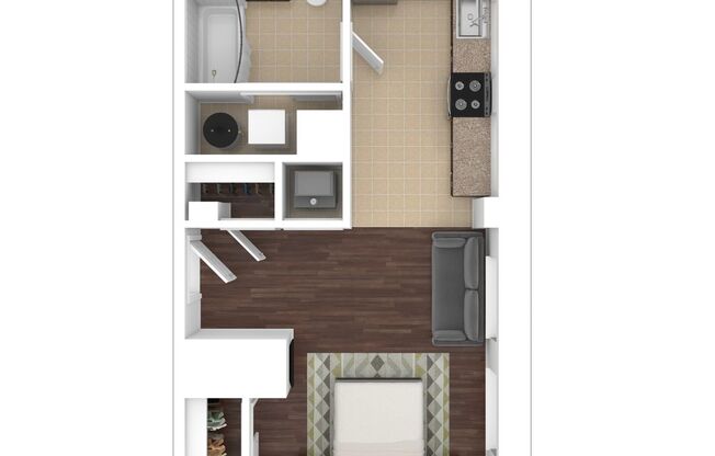 Studio, 1 bath, 472 sqft, $2,120, Unit H-419