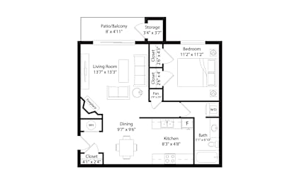 1 bed, 1 bath, 715 sqft, $1,200