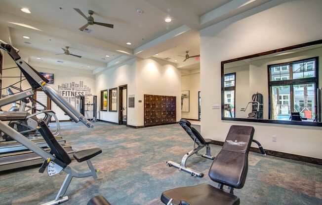 take advantage of the fitness center at the enclave at woodbridge apartments in sugar land, tx