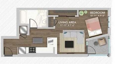 Studio, 1 bath, 528 sqft, $3,750