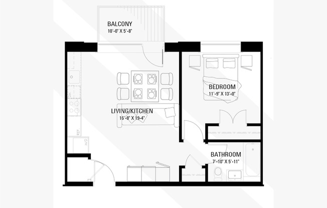 1 bed, 1 bath, 634 sqft, $2,060