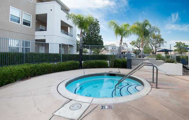 A small round pool with a metal ladder.