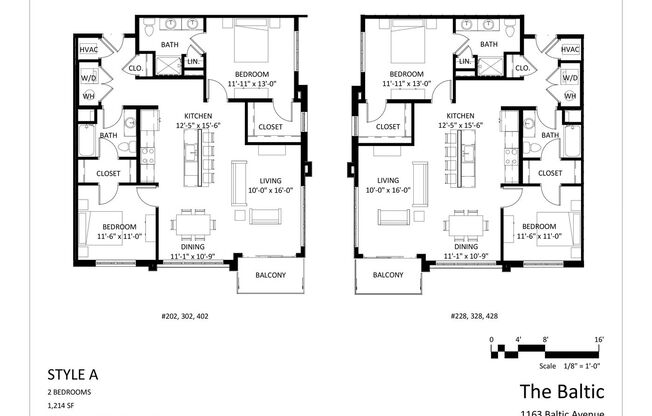 2 beds, 2 baths, 1,214 sqft, $1,810, Unit 202