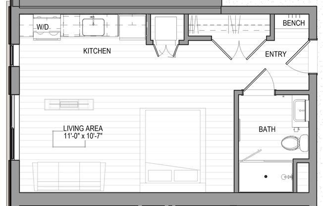 Studio, 1 bath, 430 sqft, $1,790, Unit 612