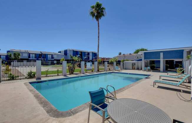 our resort style swimming pool at our apartments in the city of palm springs