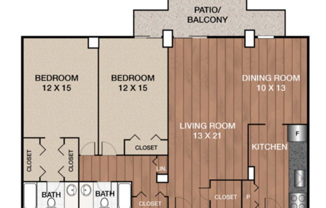 2 beds, 2 baths, 1,254 sqft, $1,975, Unit 415