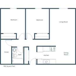 Islander Apartments | Two Bedroom Floor Plan B