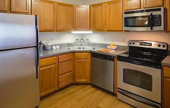 Kitchen with stainless steel