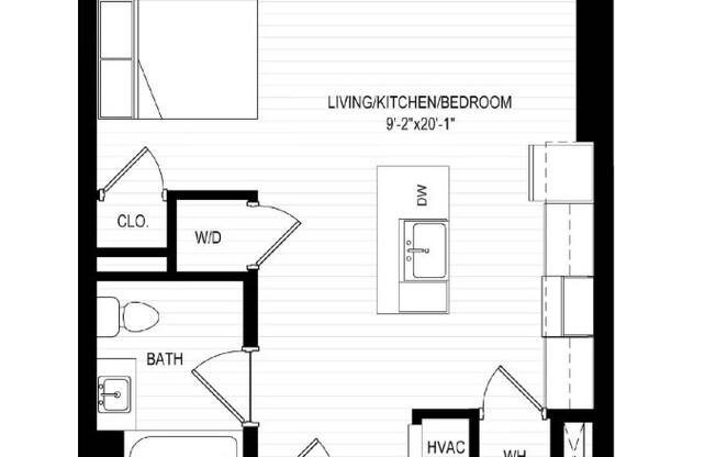 Studio, 1 bath, 440 sqft, $2,300, Unit 309