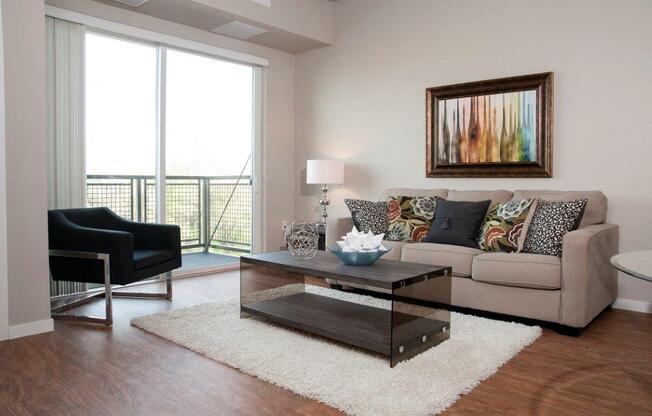 Large Living Room With Balcony at Overlook on the Creek, Minnetonka, 55305