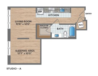 Studio, 1 bath, 556 sqft, $1,987