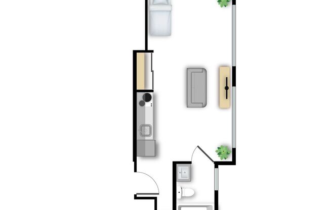 Studio, 1 bath, 374 sqft, $1,355, Unit 216