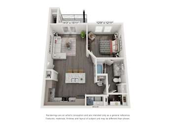 1 bed, 1 bath, 773 sqft, $1,329