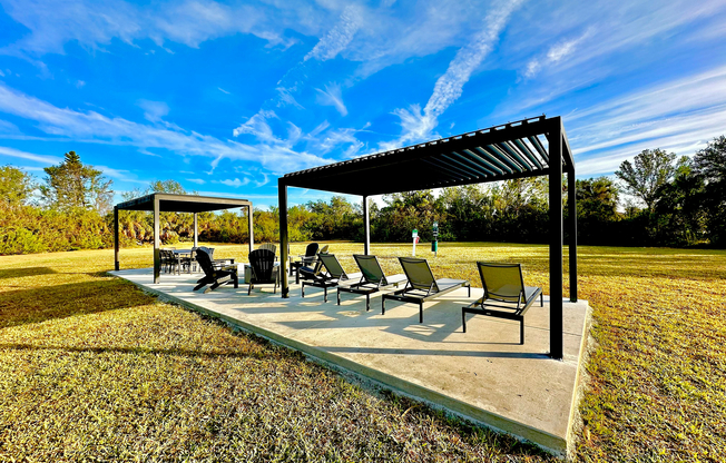 Experience relaxation in this serene outdoor setting, perfect for enjoying the natural landscape.