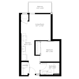 Studio, 1 bath, 485 sqft, $1,426
