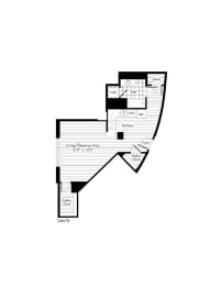 Studio, 1 bath, 587 sqft, $1,750