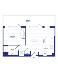 1 bed, 1 bath, 696 sqft, $2,724