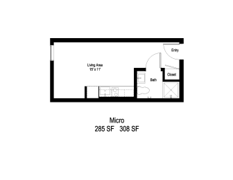 Studio, 1 bath, 292 sqft, $1,324