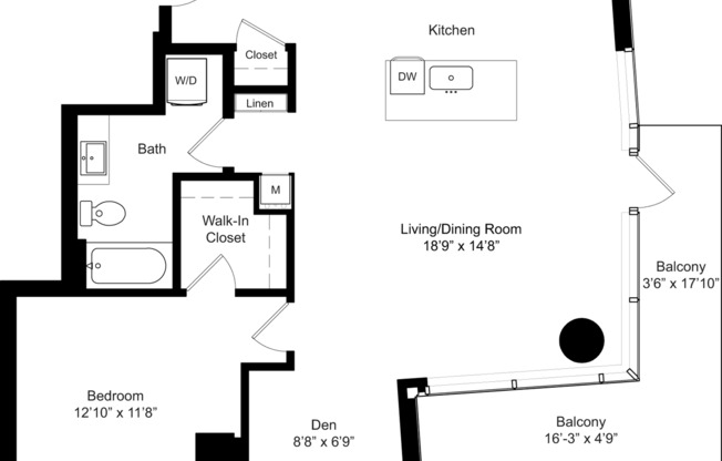 1 bed, 1 bath, 989 sqft, $4,162, Unit 3906