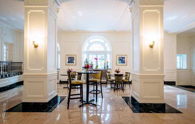 lobby photo with white walls marble flooring at Residences at Forest Park, Missouri, 63108
