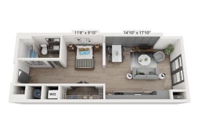 Studio, 1 bath, 624 sqft, $1,505