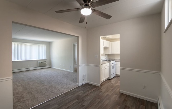 This is a photo of the dining room in the 631 square foot, 1 bedroom/1 bath Montgomery floor plan at Colonial Ridge Apartments in the Pleasant Ridge neighborhood of Cincinnati, OH.