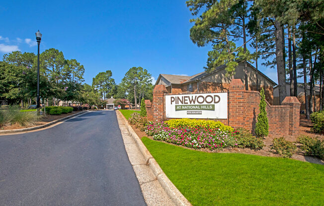 Entrance of Pinewood at National Hills Apartments