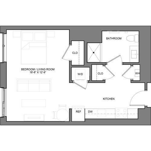 Studio, 1 bath, 522 sqft, $3,420, Unit 611