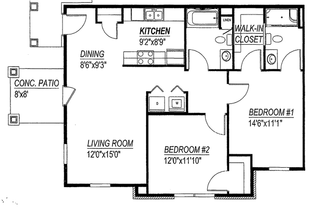 2 beds, 2 baths, 1,019 sqft, $1,130, Unit 102