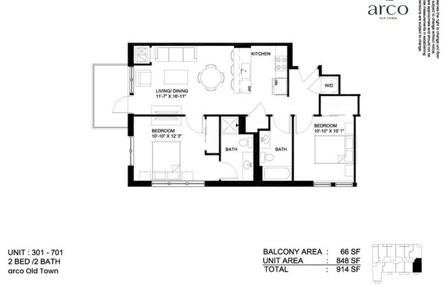 2 beds, 2 baths, 869 sqft, $4,325, Unit 1552-301