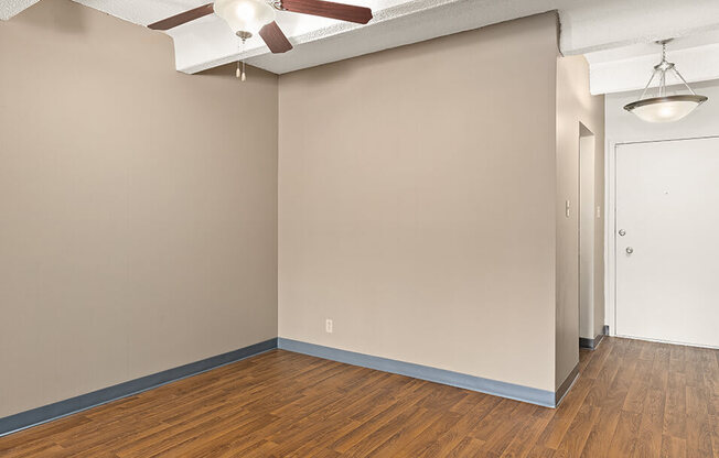 wood-style flooring in dining area