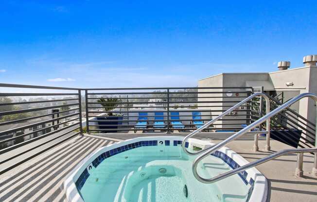 aerial pool view at Midvale Apartments, Los Angeles