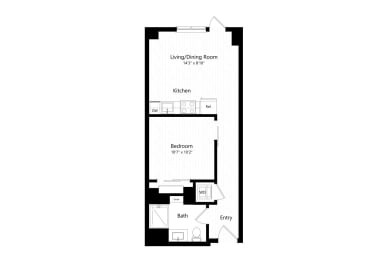 1 bed, 1 bath, 532 sqft, $2,019