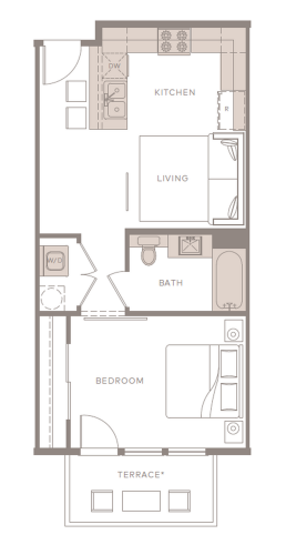Studio, 1 bath, 582 sqft, $1,250