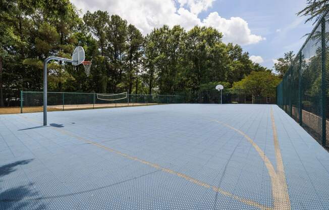 the basketball court is equipped with two hoops