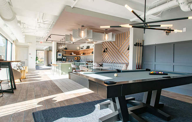 Billiards Table In Clubhouse at St. Marys Square Apartments, Raleigh, North Carolina