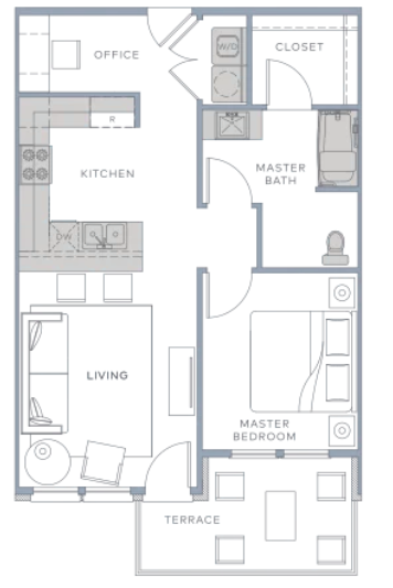 1 bed, 1 bath, 730 sqft, $1,464