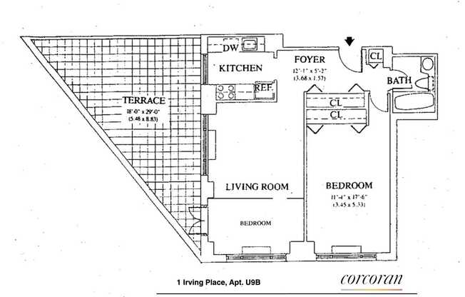 2 beds, 1 bath, 805 sqft, $7,000, Unit U9B